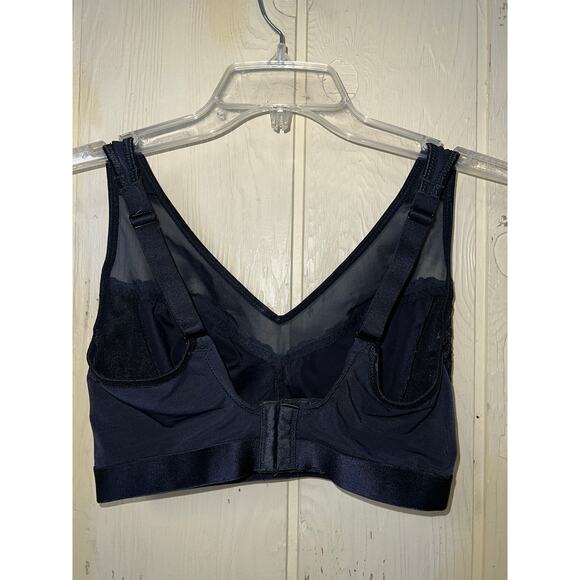 Breezies Bra Lot 36DDD Mesh Lace Wirefree Black + Dusty Plum NoWire Unlined QVC - Picture 13 of 16
